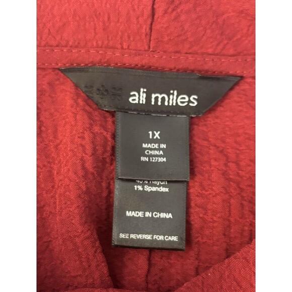 ALI MILES Asymmetric Red Cowl Neck Tunic Top Women Plus 1X Roll Sleeve Lagenlook - Picture 7 of 10